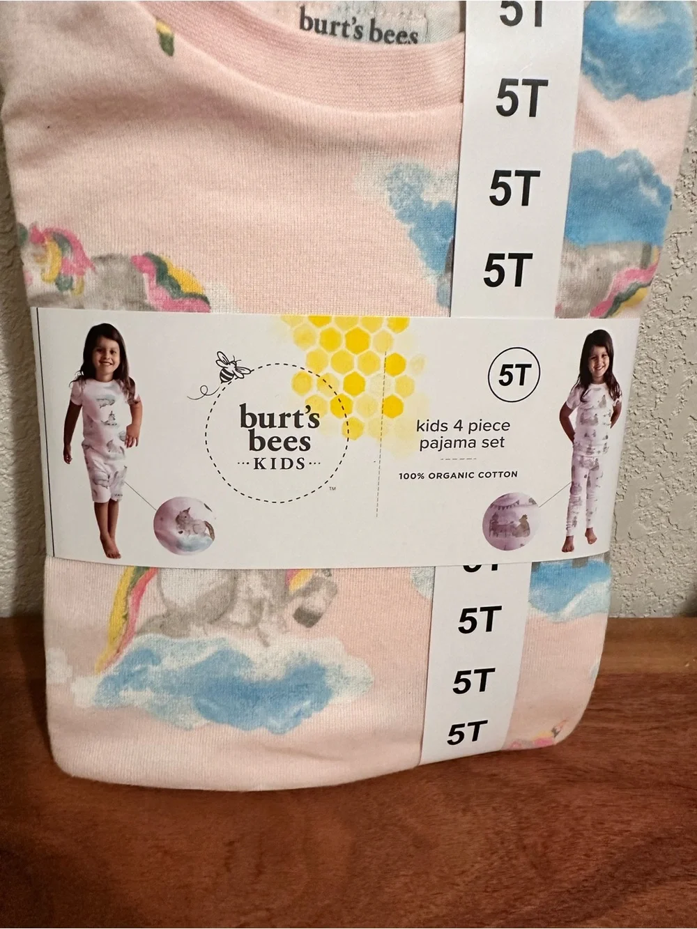Burt's Bees Pink Kids Tea Party Pajama 4-Piece Set NWT